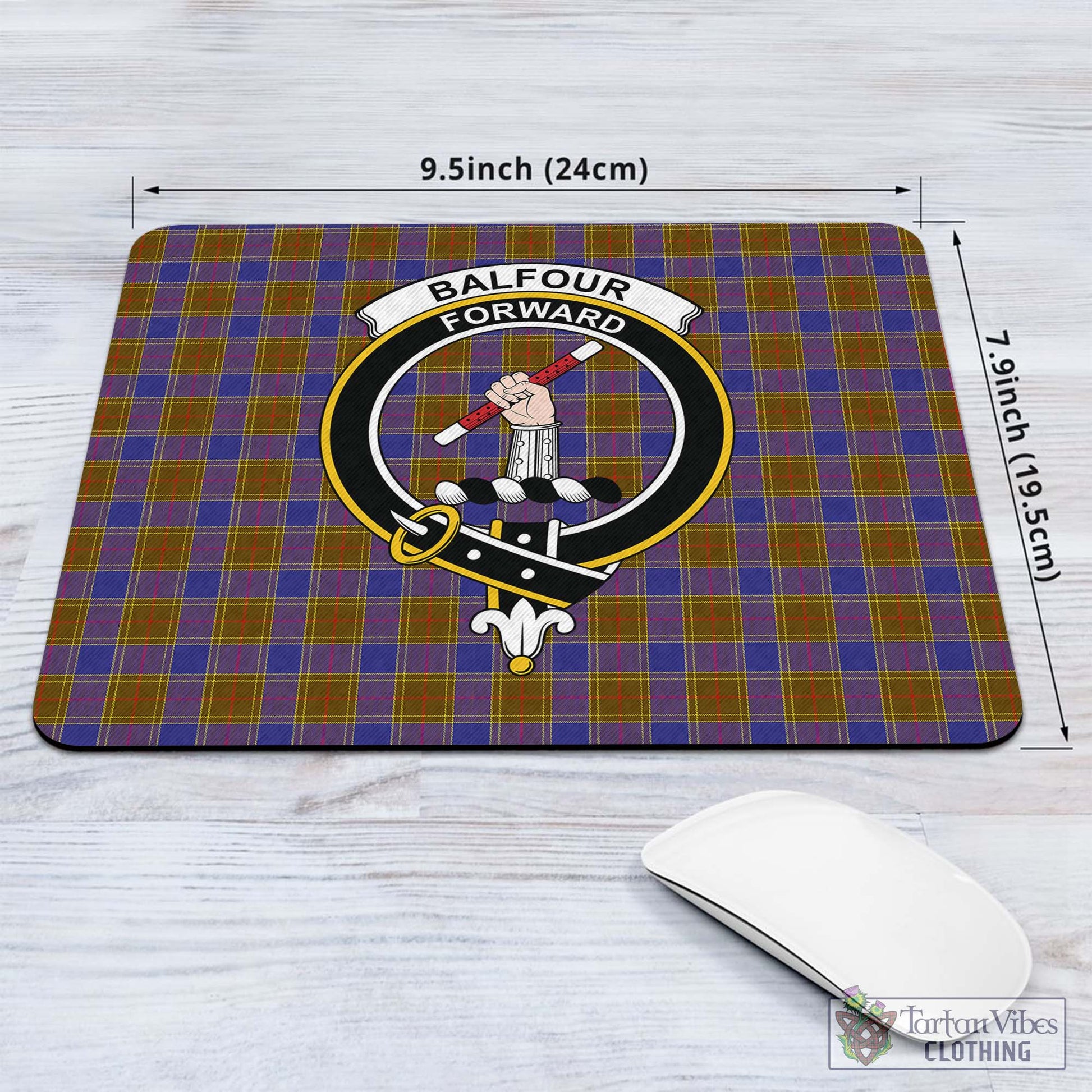 Tartan Vibes Clothing Balfour Modern Tartan Mouse Pad with Family Crest