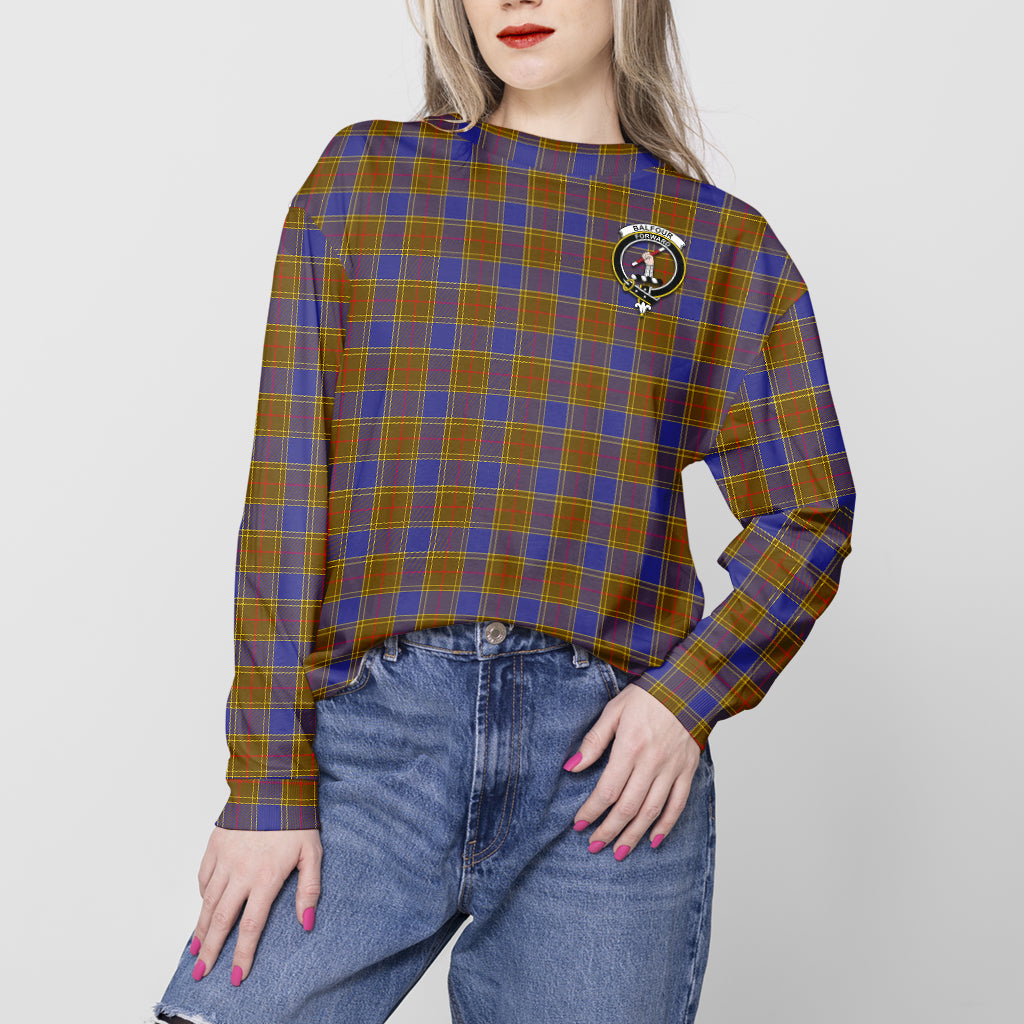 Balfour Modern Tartan Sweatshirt with Family Crest - Tartanvibesclothing