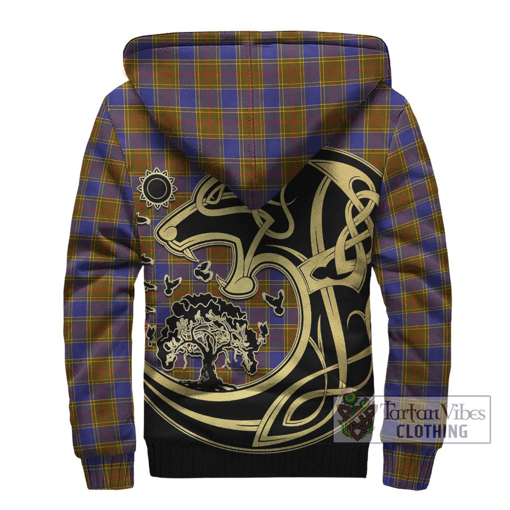 Balfour Tartan Sherpa Hoodie with Family Crest Celtic Wolf Style - Tartan Vibes Clothing