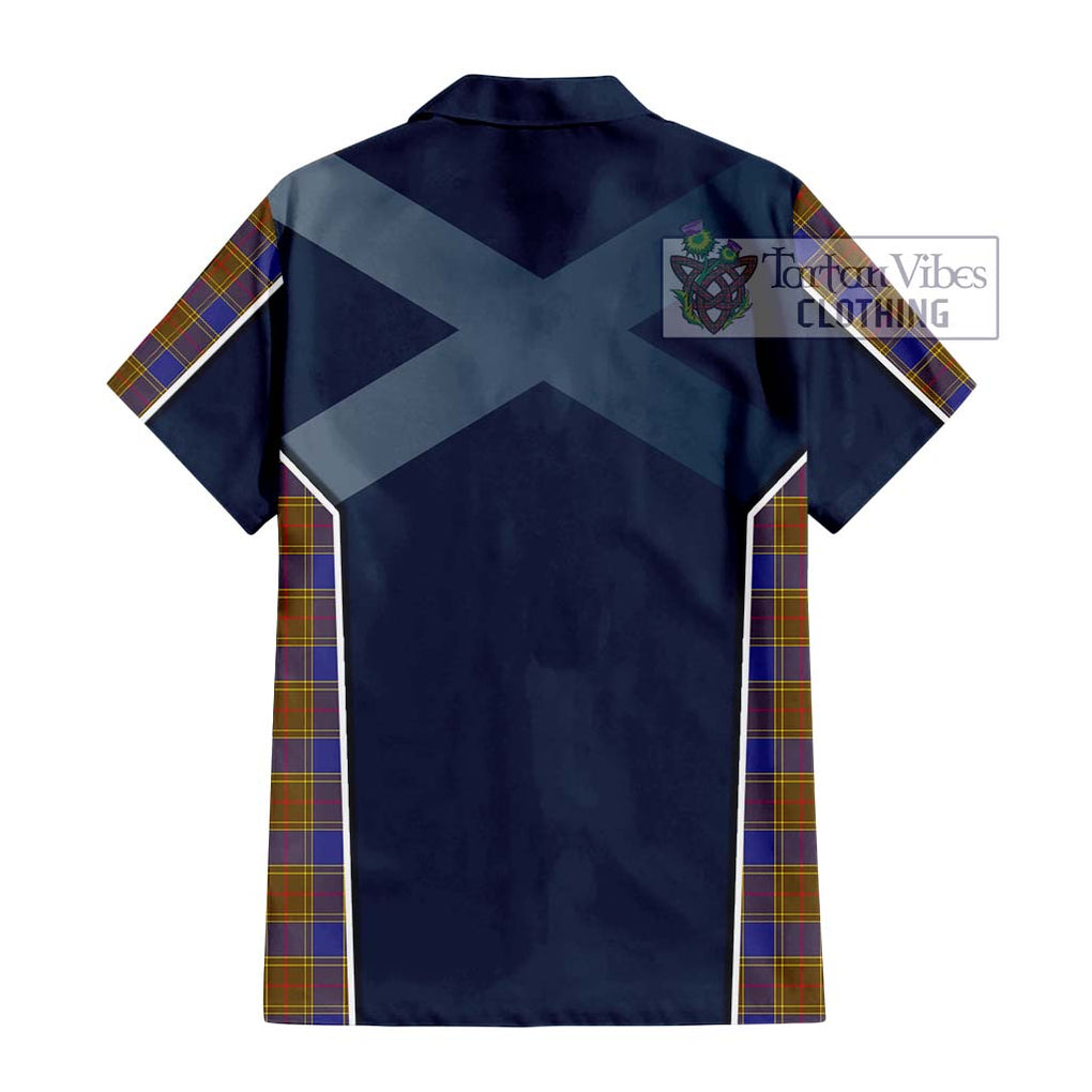 Balfour Tartan Short Sleeve Button Shirt with Family Crest and Lion Rampant Vibes Sport Style - Tartan Vibes Clothing