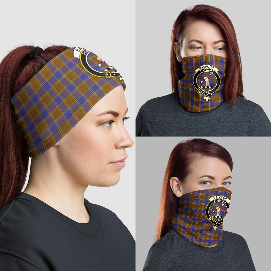 Balfour Modern Tartan Neck Gaiters, Tartan Bandanas, Tartan Head Band with Family Crest