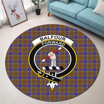 Balfour Tartan Round Rug with Family Crest