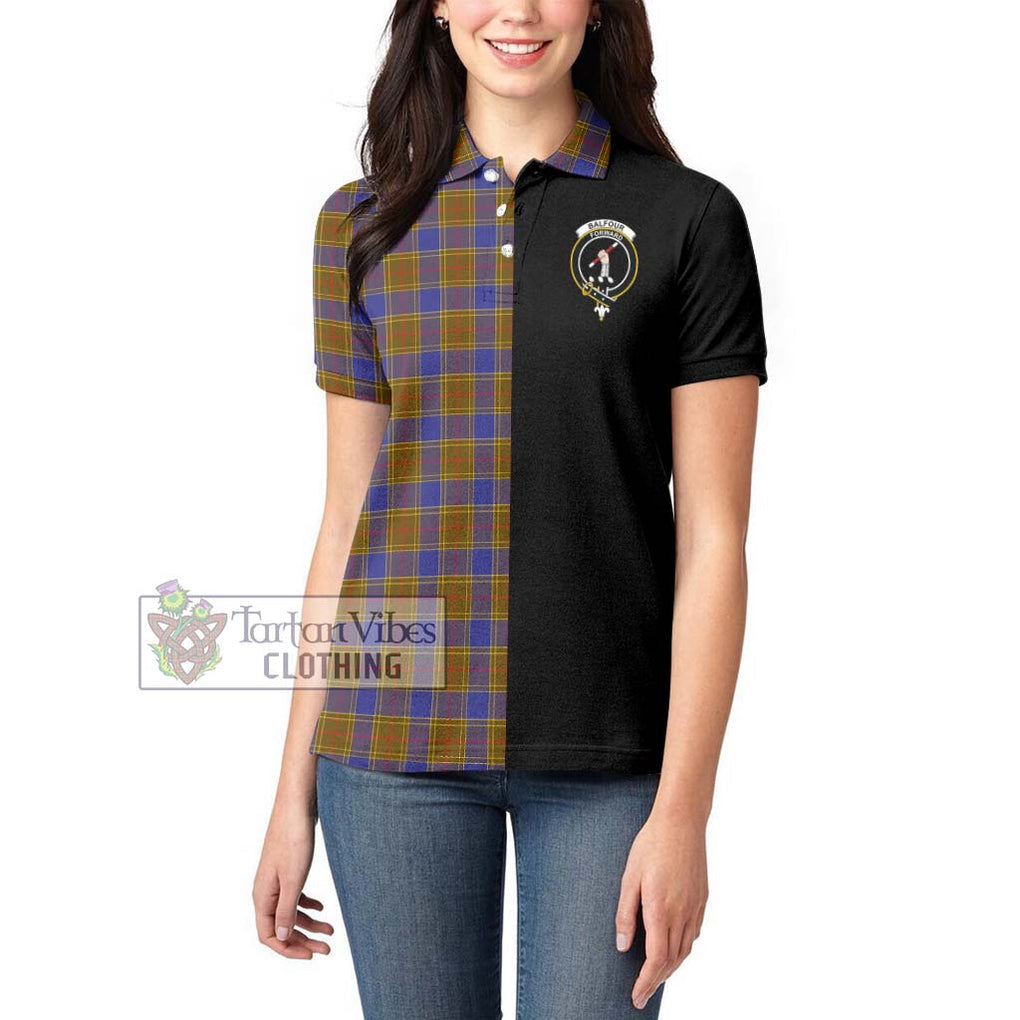 Balfour Tartan Women's Polo Shirt with Family Crest and Half Of Me Style - Tartanvibesclothing Shop