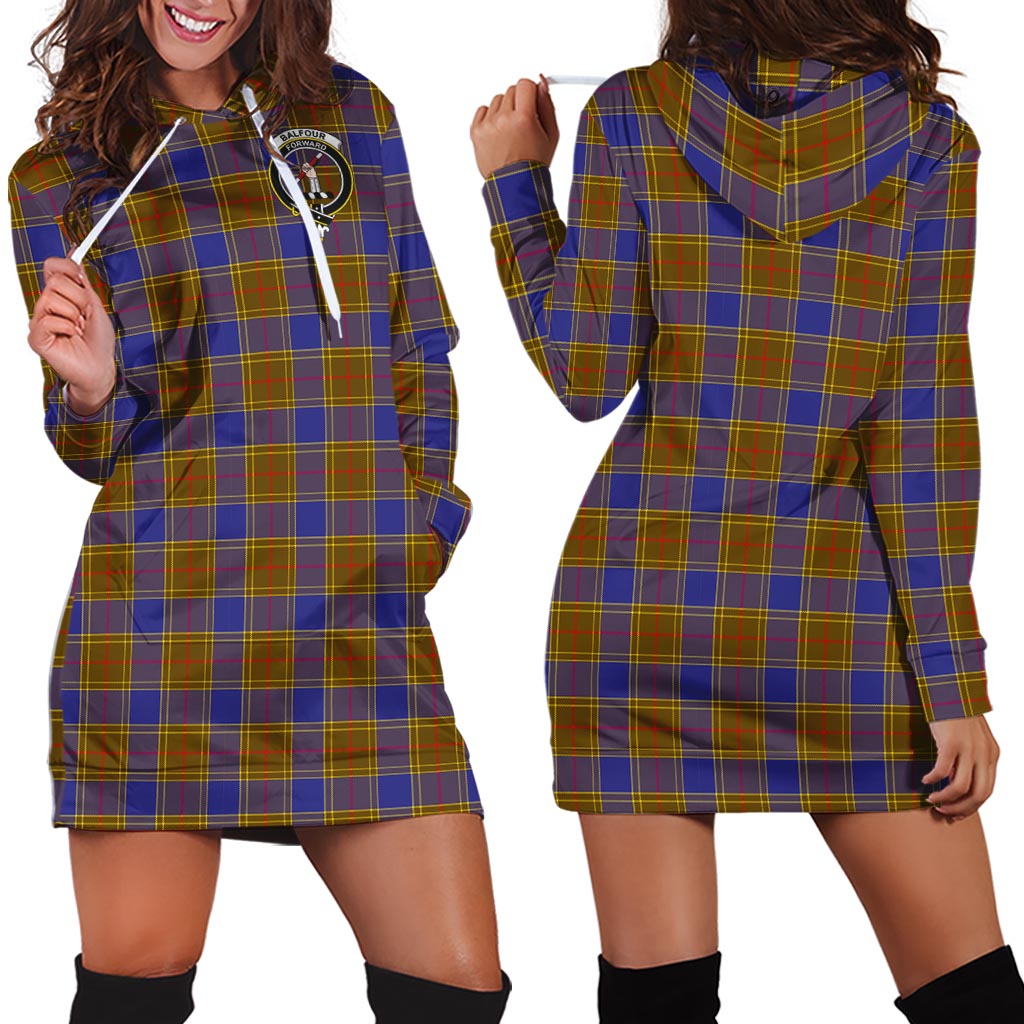 Balfour Tartan Hoodie Dress with Family Crest - Tartan Vibes Clothing