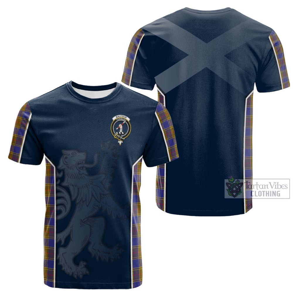 Tartan Vibes Clothing Balfour Modern Tartan Cotton T-shirt with Family Crest and Lion Rampant Vibes Sport Style