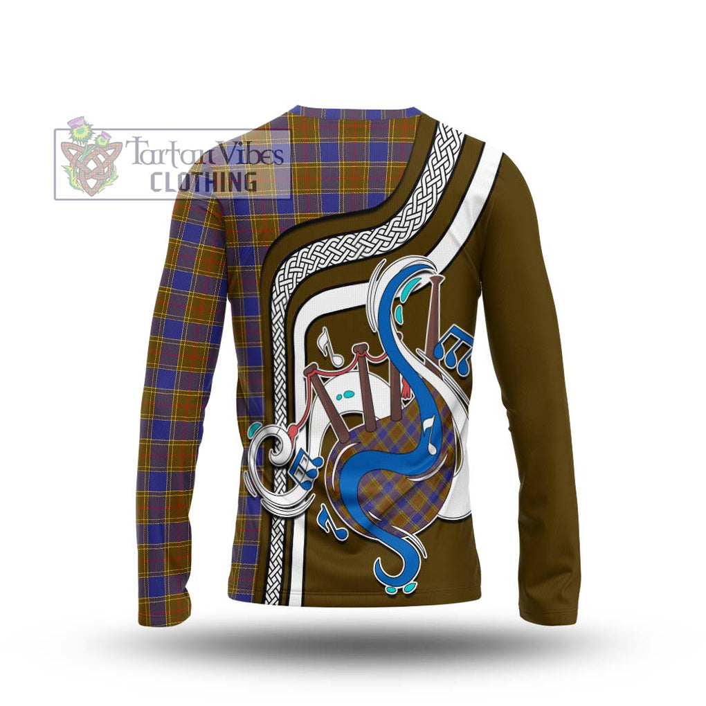 Tartan Vibes Clothing Balfour Modern Tartan Long Sleeve T-Shirt with Epic Bagpipe Style