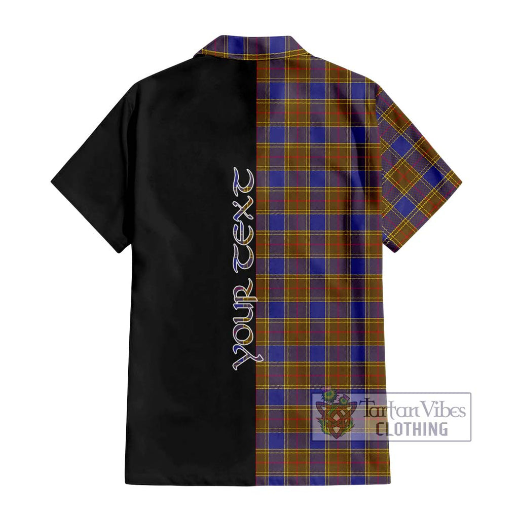 Balfour Tartan Short Sleeve Button Shirt with Family Crest and Half Of Me Style - Tartanvibesclothing Shop