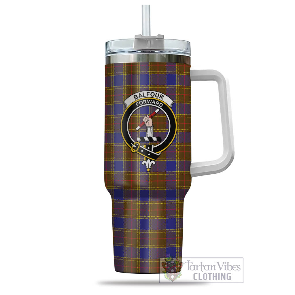 Tartan Vibes Clothing Balfour Modern Tartan and Family Crest Tumbler with Handle