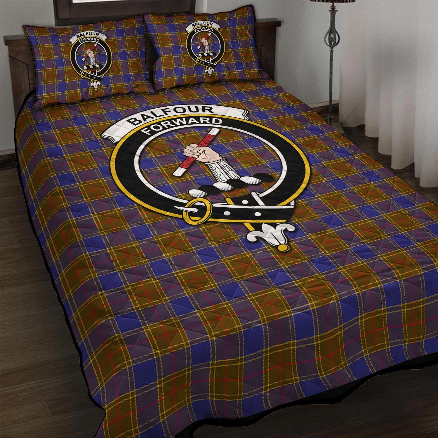 Balfour Tartan Quilt Bed Set with Family Crest - Tartan Vibes Clothing