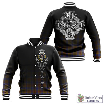 Balfour Tartan Baseball Jacket Featuring Alba Gu Brath Family Crest Celtic Inspired