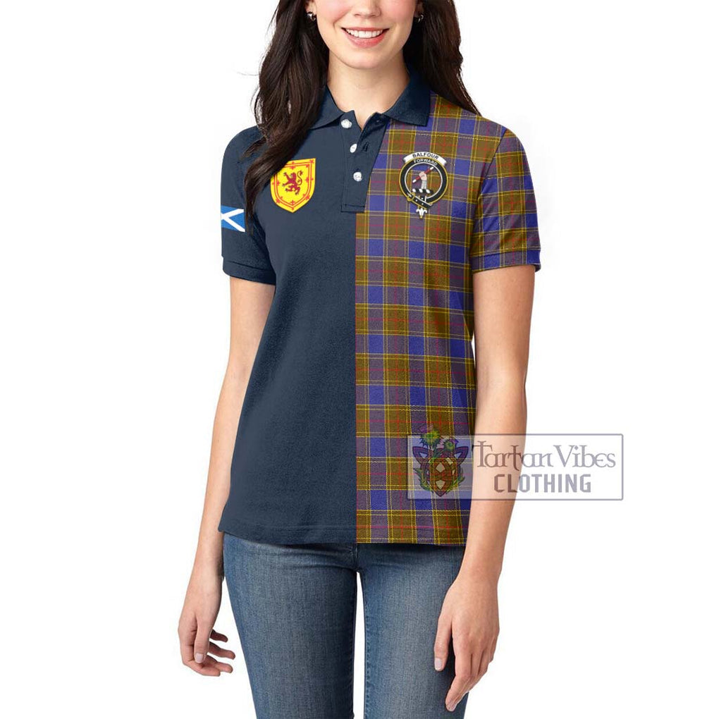 Tartan Vibes Clothing Balfour Modern Tartan Women's Polo Shirt with Scottish Lion Royal Arm Half Style