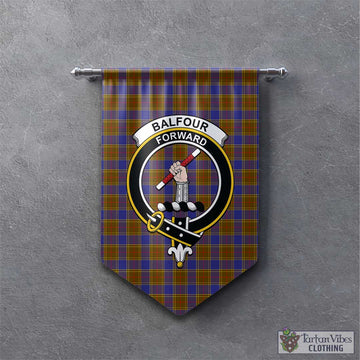 Balfour Tartan Gonfalon, Tartan Banner with Family Crest