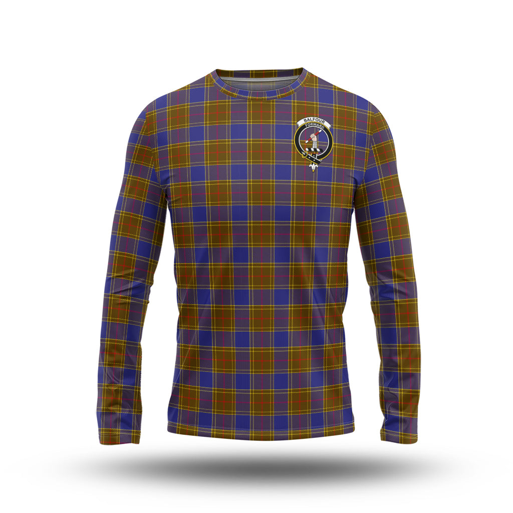 Balfour Modern Tartan Long Sleeve T-Shirt with Family Crest - Tartanvibesclothing