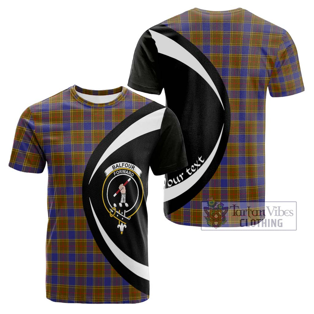 Tartan Vibes Clothing Balfour Modern Tartan Cotton T-shirt with Family Crest Circle Style