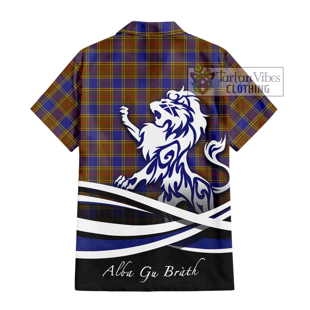 Balfour Tartan Short Sleeve Button Shirt with Alba Gu Brath Regal Lion Emblem - Tartanvibesclothing Shop