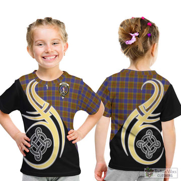 Balfour Tartan Kid T-Shirt with Family Crest and Celtic Symbol Style