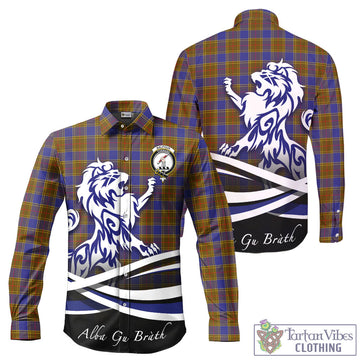 Balfour Tartan Long Sleeve Button Up Shirt with Alba Gu Brath Regal Lion Emblem