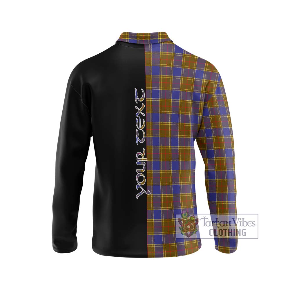 Balfour Tartan Long Sleeve Polo Shirt with Family Crest and Half Of Me Style - Tartanvibesclothing Shop