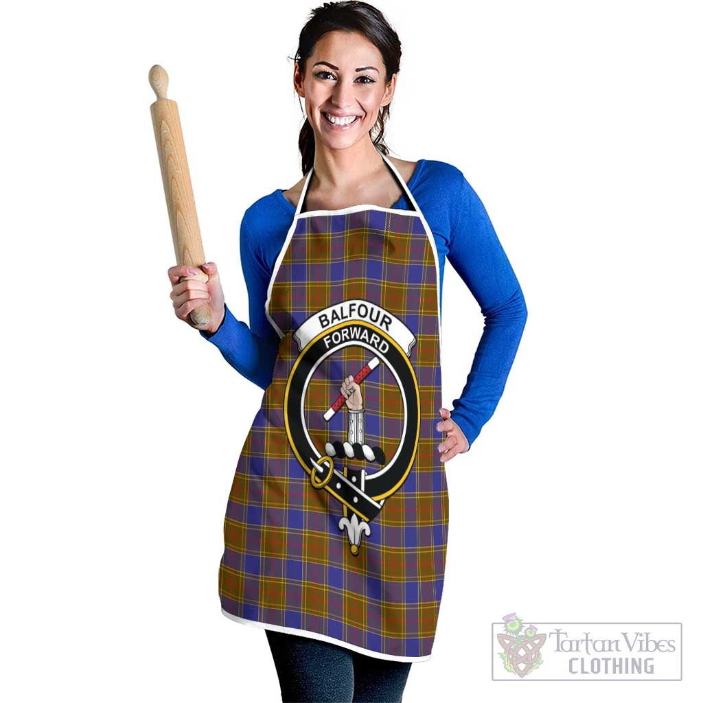 Balfour Tartan Apron with Family Crest White - Tartan Vibes Clothing