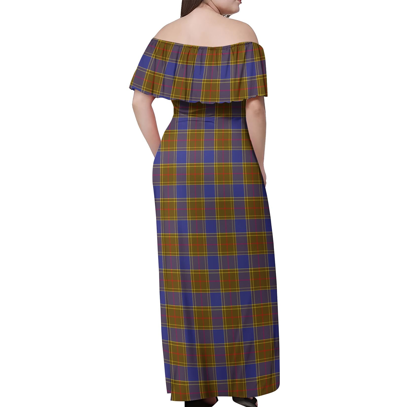 Balfour Modern Tartan Off Shoulder Long Dress - Tartanvibesclothing