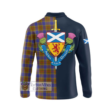 Balfour Tartan Long Sleeve Polo Shirt Alba with Scottish Lion Royal Arm Half Style