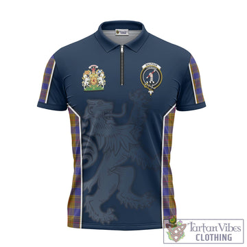 Balfour Tartan Zipper Polo Shirt with Family Crest and Lion Rampant Vibes Sport Style