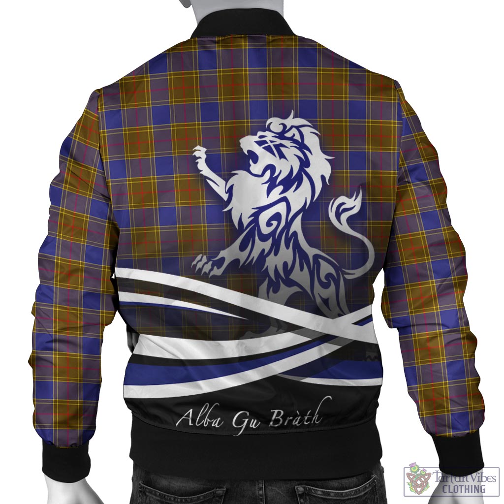 Tartan Vibes Clothing Balfour Modern Tartan Bomber Jacket with Alba Gu Brath Regal Lion Emblem