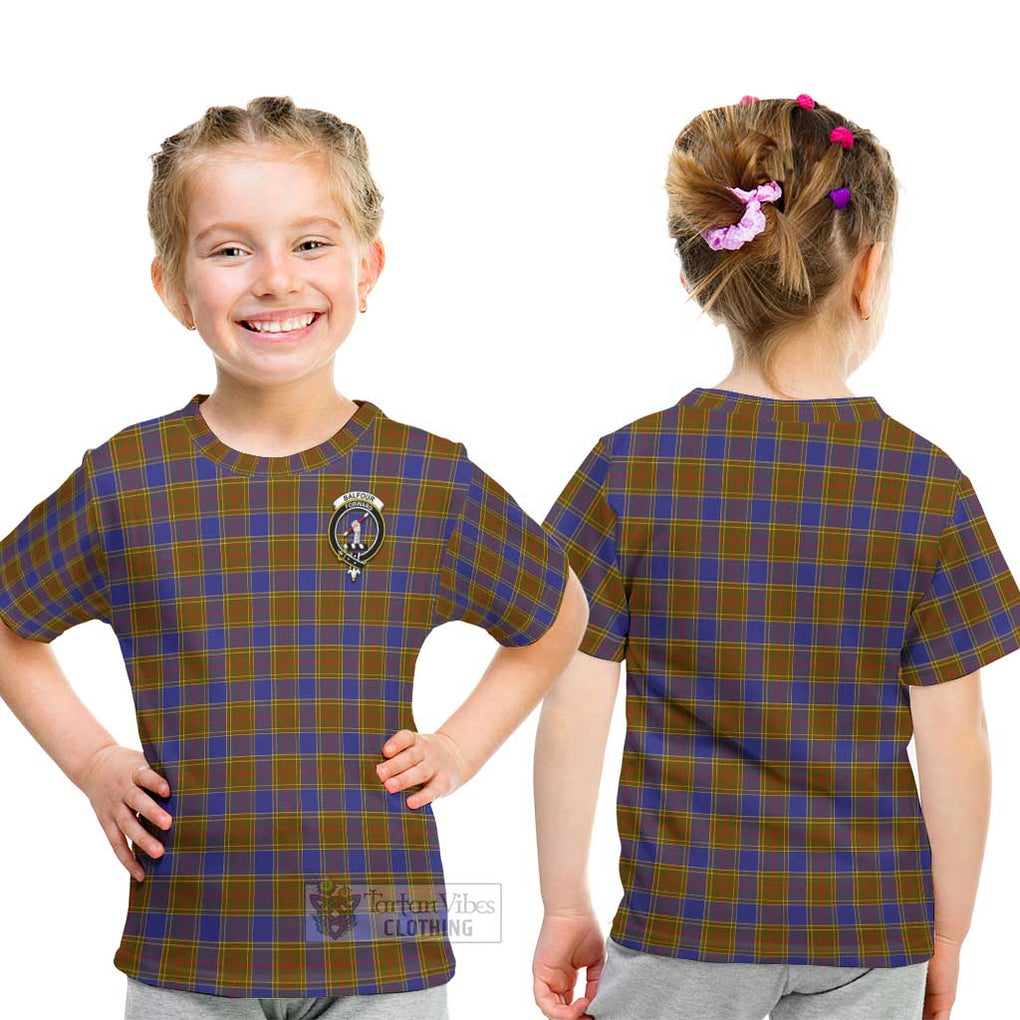 Balfour Tartan Kid T-Shirt with Family Crest - Tartanvibesclothing Shop