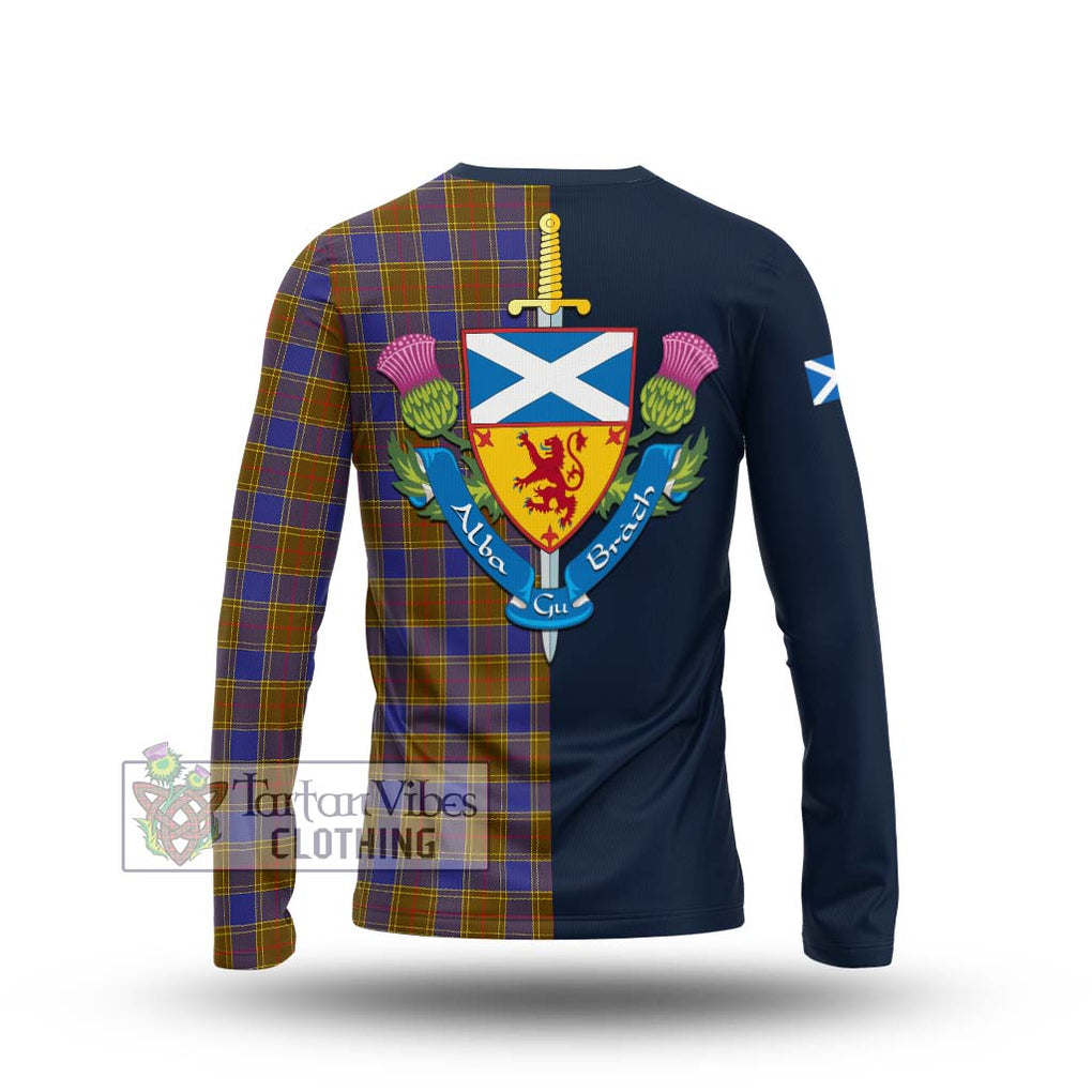 Tartan Vibes Clothing Balfour Modern Tartan Long Sleeve T-Shirt with Scottish Lion Royal Arm Half Style