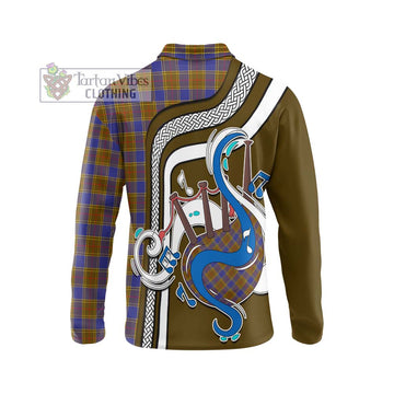 Balfour Tartan Long Sleeve Polo Shirt with Epic Bagpipe Style