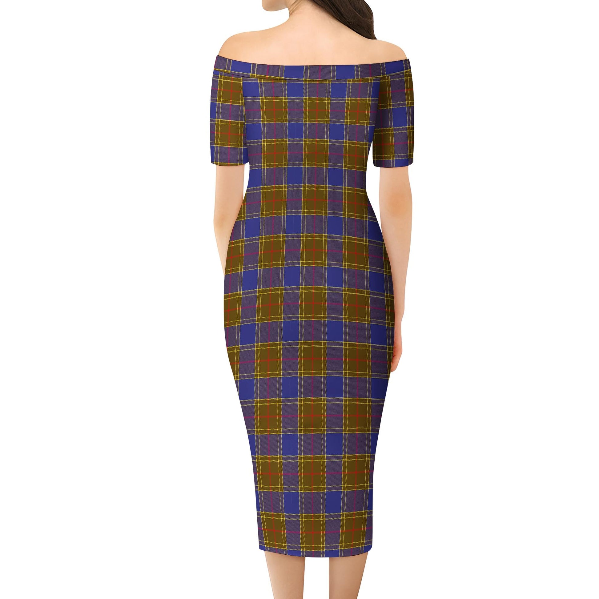 Balfour Modern Tartan Off Shoulder Lady Dress - Tartanvibesclothing