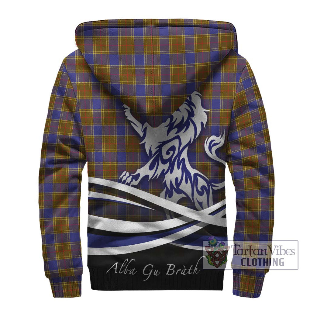 Balfour Tartan Sherpa Hoodie with Alba Gu Brath Regal Lion Emblem - Tartanvibesclothing Shop