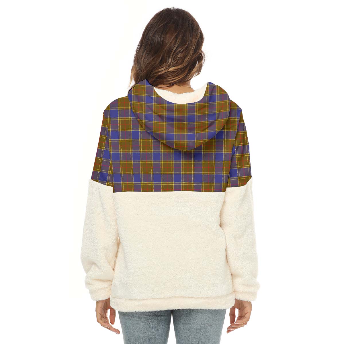 Balfour Tartan Women's Borg Fleece Hoodie With Half Zip with Family Crest - Tartan Vibes Clothing