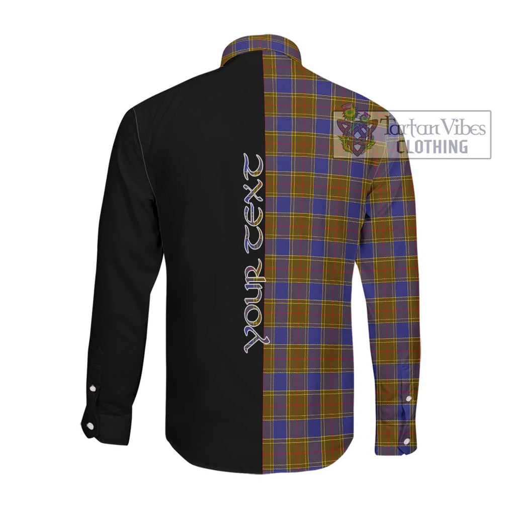 Balfour Tartan Long Sleeve Button Shirt with Family Crest and Half Of Me Style Men's Shirt - Tartanvibesclothing Shop