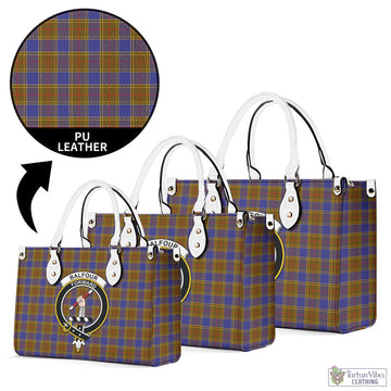 Balfour Tartan Luxury Leather Handbags with Family Crest