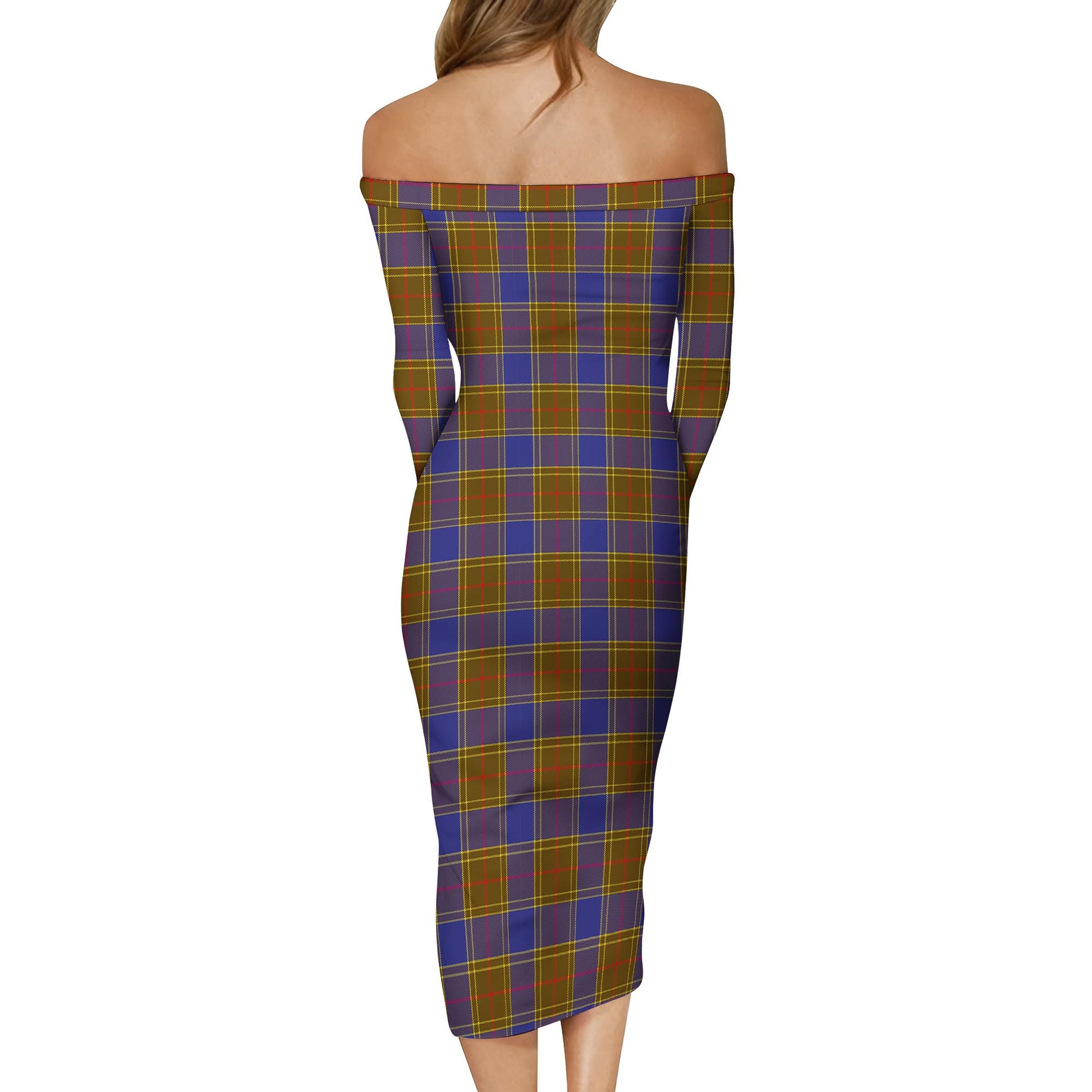 Balfour Modern Tartan Off Shoulder Lady Dress - Tartanvibesclothing