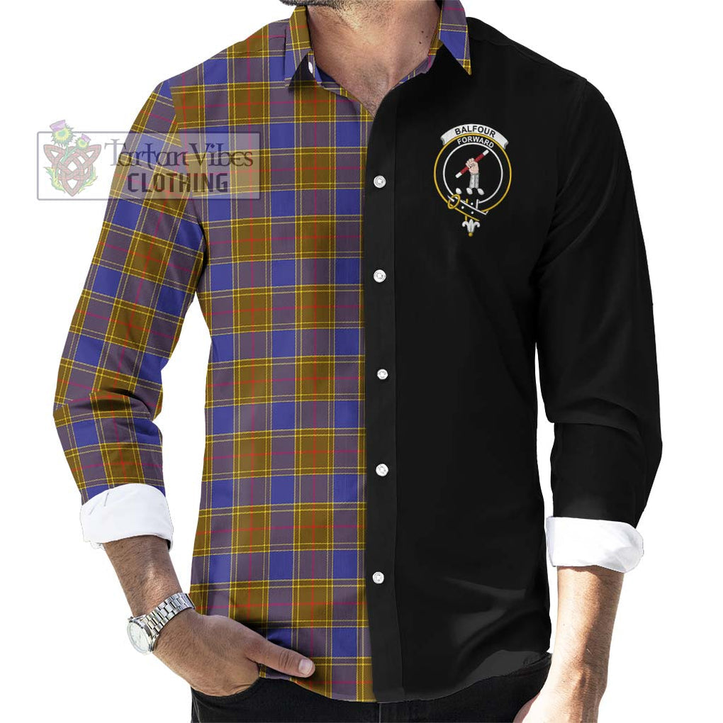 Balfour Tartan Long Sleeve Button Shirt with Family Crest and Half Of Me Style - Tartanvibesclothing Shop