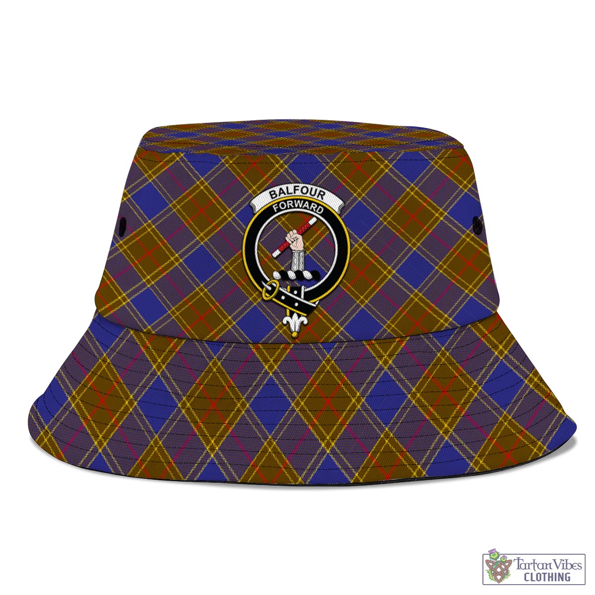 Tartan Vibes Clothing Balfour Modern Tartan Bucket Hat with Family Crest