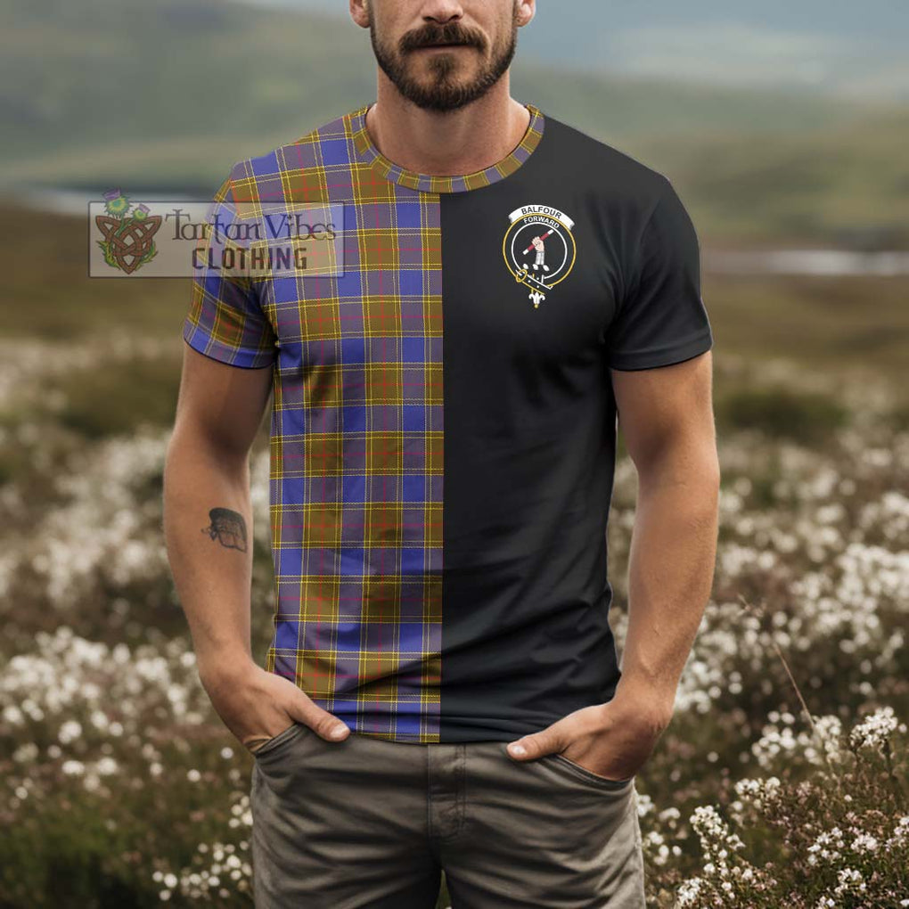 Balfour Tartan T-Shirt with Family Crest and Half Of Me Style - Tartanvibesclothing Shop