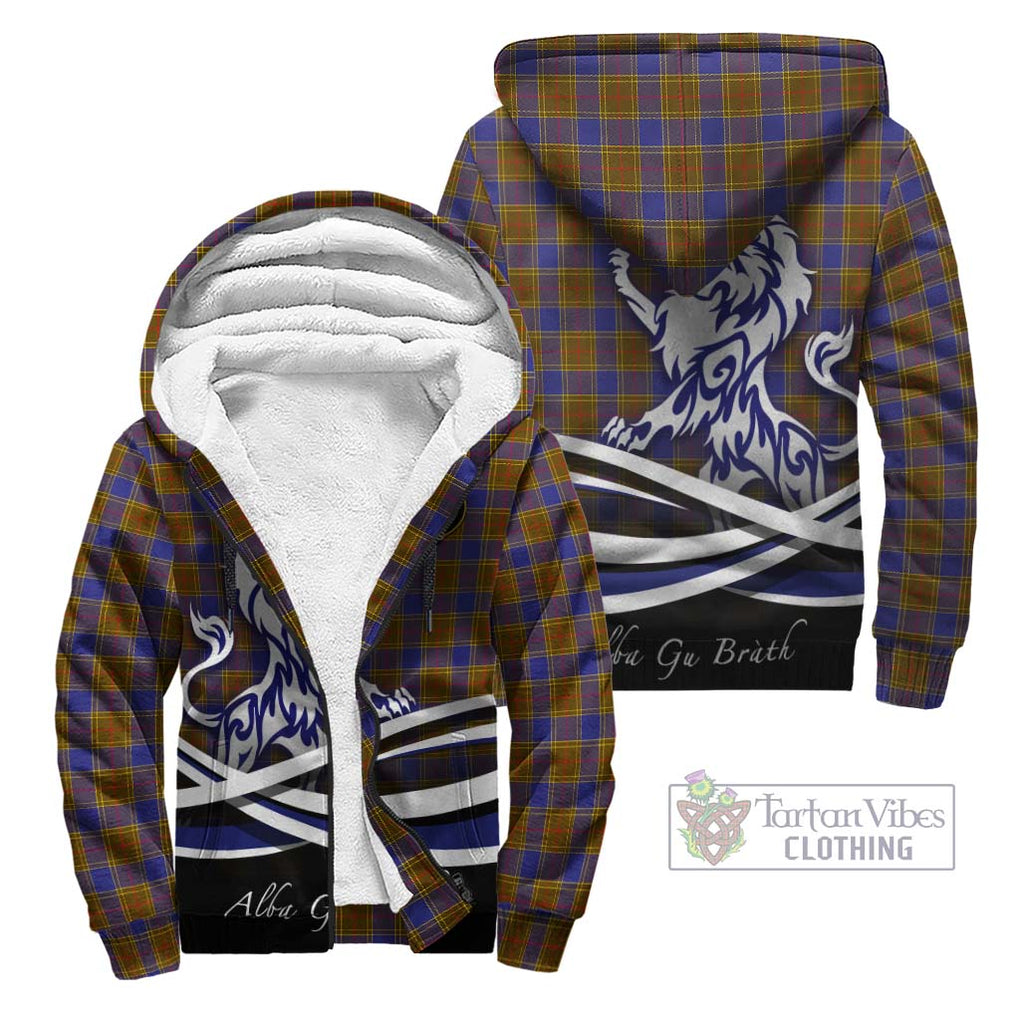 Balfour Tartan Sherpa Hoodie with Alba Gu Brath Regal Lion Emblem Unisex - Tartanvibesclothing Shop