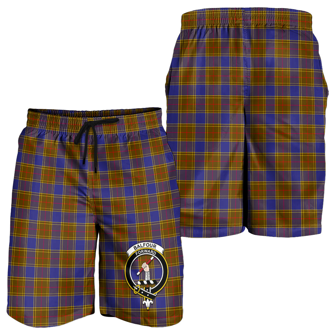 Balfour Modern Tartan Mens Shorts with Family Crest - Tartanvibesclothing