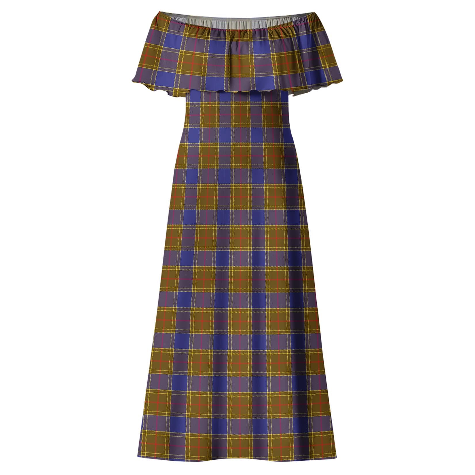 Balfour Modern Tartan Off Shoulder Long Dress - Tartanvibesclothing