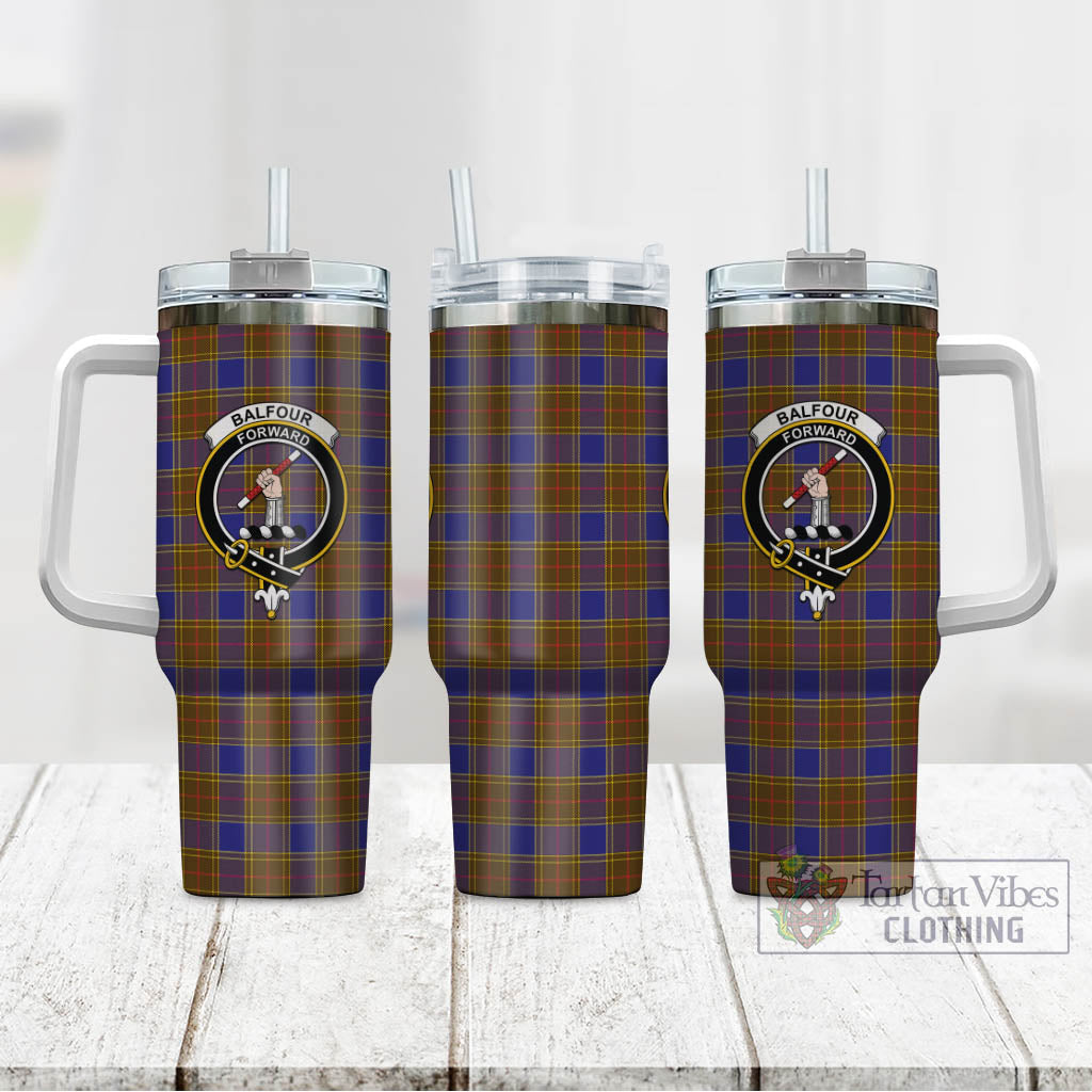 Tartan Vibes Clothing Balfour Modern Tartan and Family Crest Tumbler with Handle