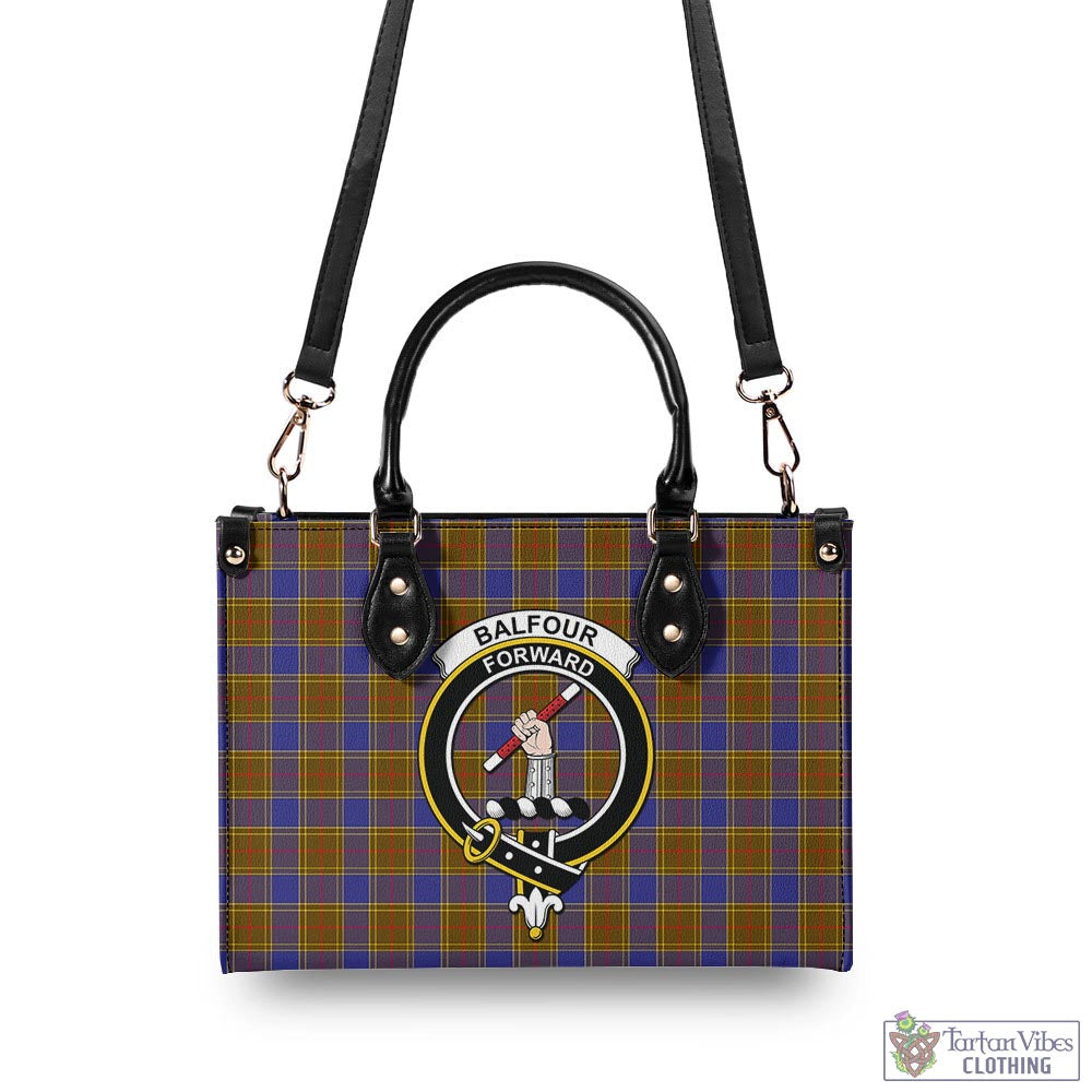 Tartan Vibes Clothing Balfour Modern Tartan Luxury Leather Handbags with Family Crest