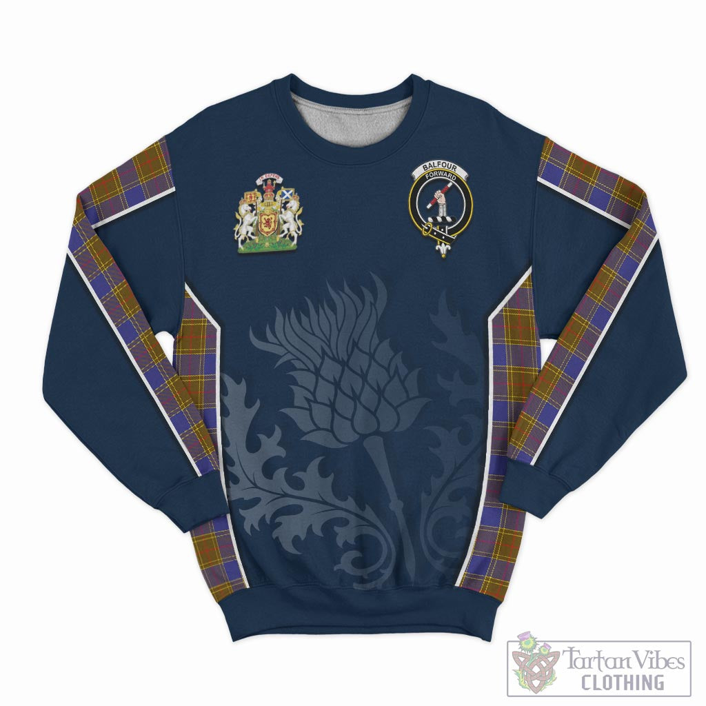 Tartan Vibes Clothing Balfour Modern Tartan Sweatshirt with Family Crest and Scottish Thistle Vibes Sport Style