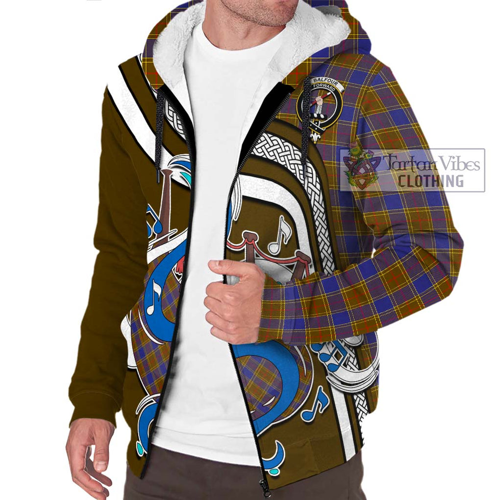 Balfour Tartan Sherpa Hoodie with Epic Bagpipe Style Unisex - Tartanvibesclothing Shop