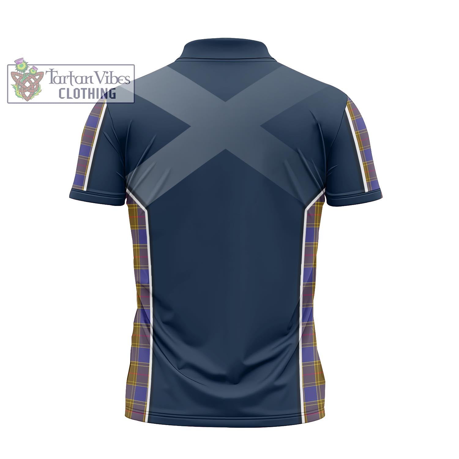 Tartan Vibes Clothing Balfour Modern Tartan Zipper Polo Shirt with Family Crest and Scottish Thistle Vibes Sport Style