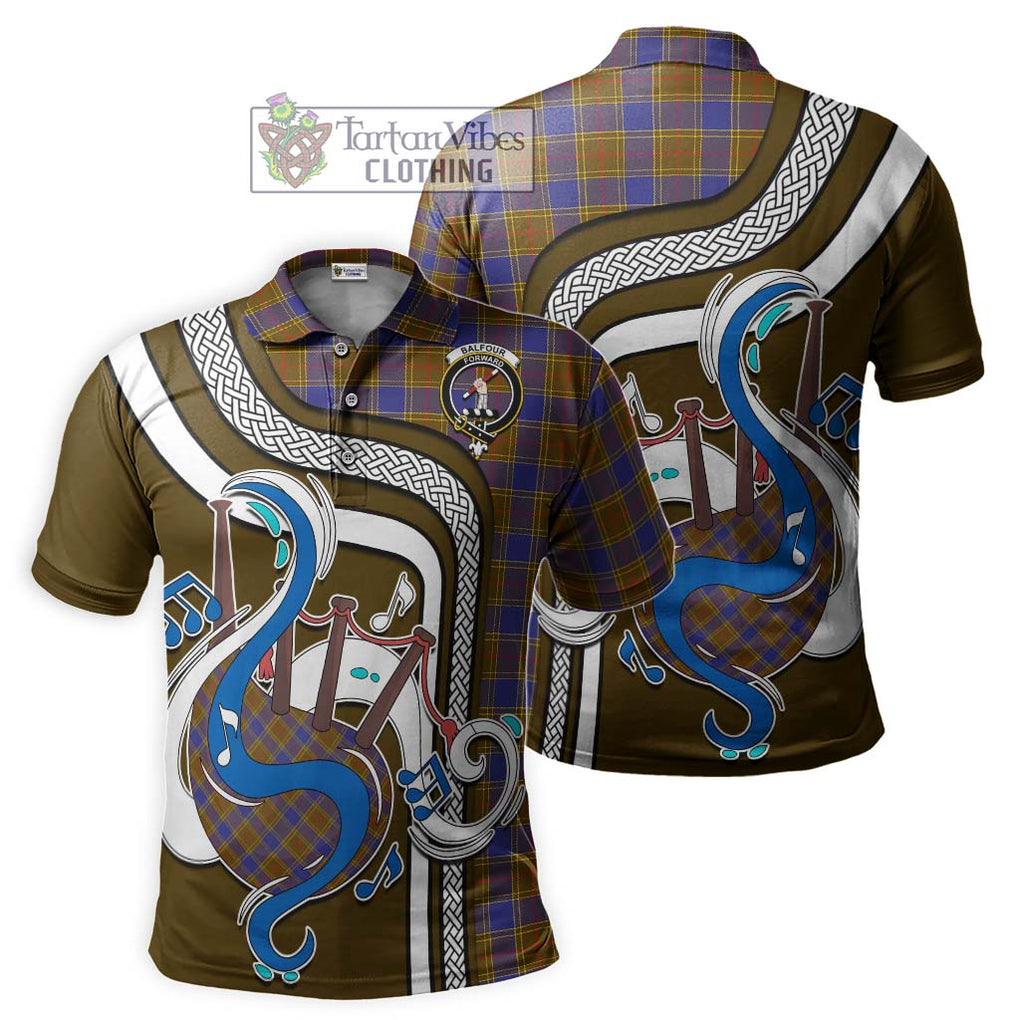 Tartan Vibes Clothing Balfour Modern Tartan Polo Shirt with Epic Bagpipe Style