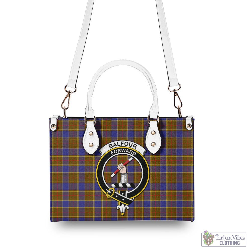 Tartan Vibes Clothing Balfour Modern Tartan Luxury Leather Handbags with Family Crest