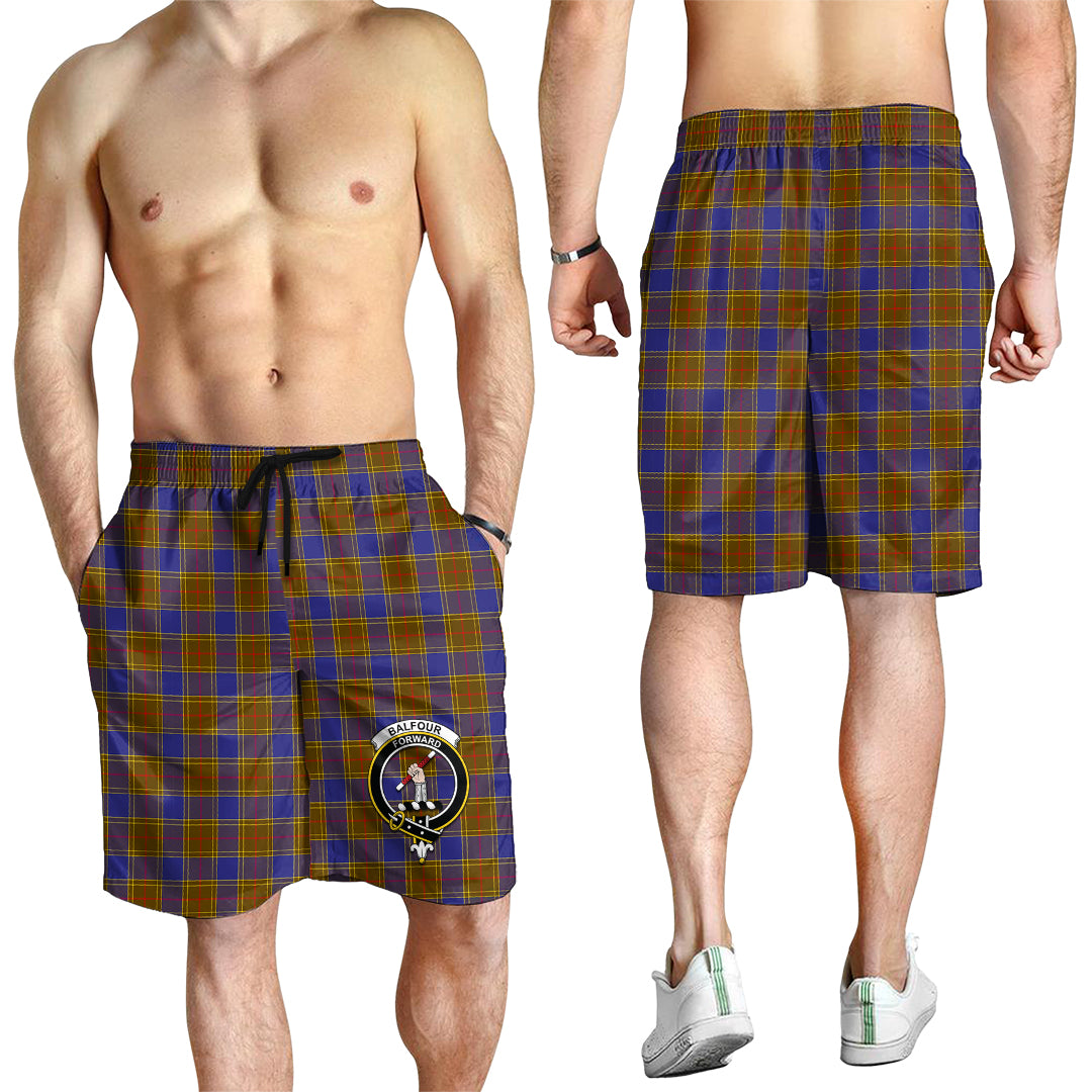 Balfour Modern Tartan Mens Shorts with Family Crest - Tartanvibesclothing